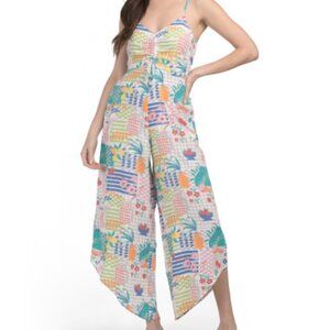 Japna Patchwork Rayon Wide Leg Jumpsuit M NWOT